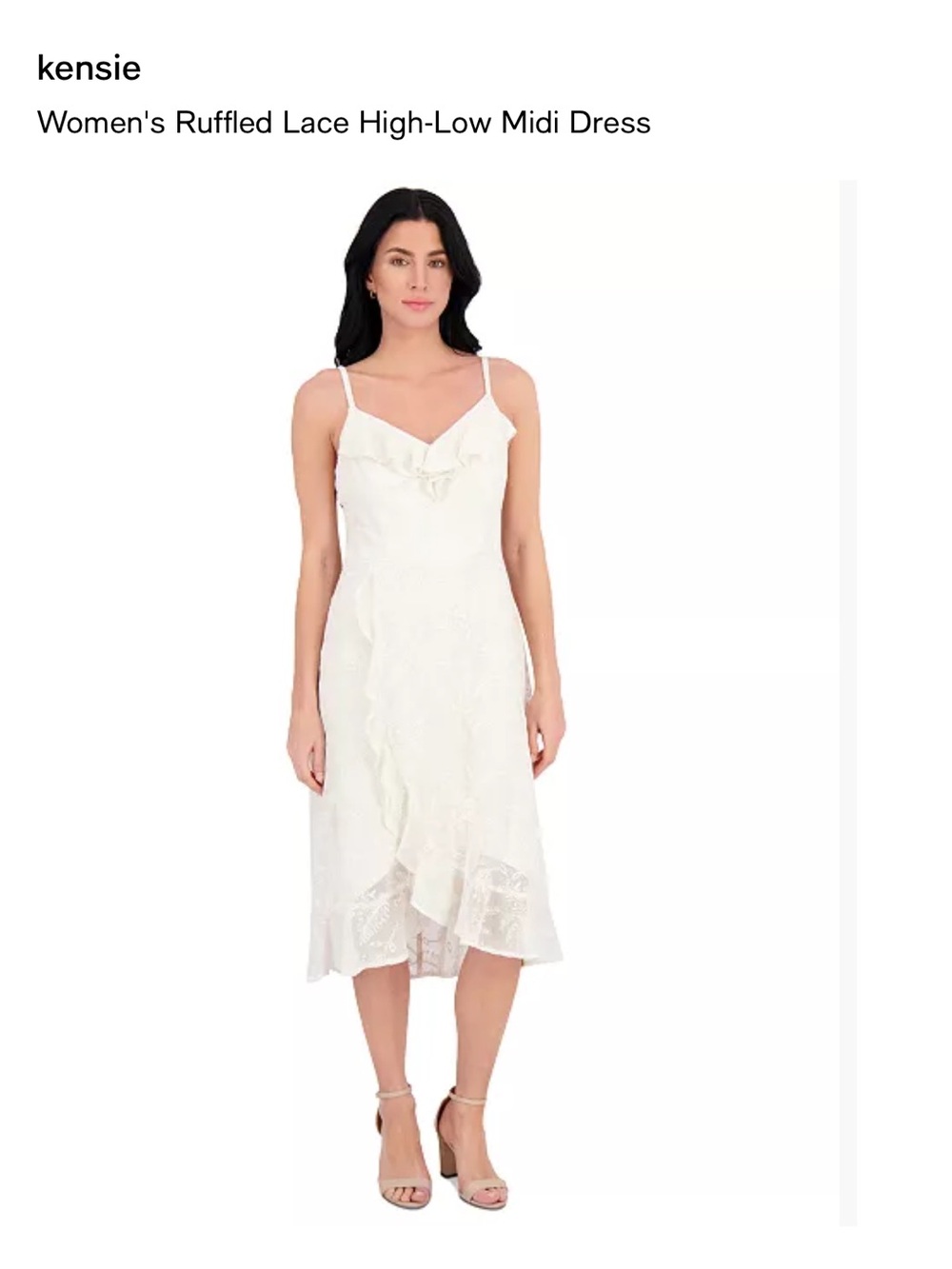 kensie cream Ruffled Lace High-Low Midi Dress sz 8